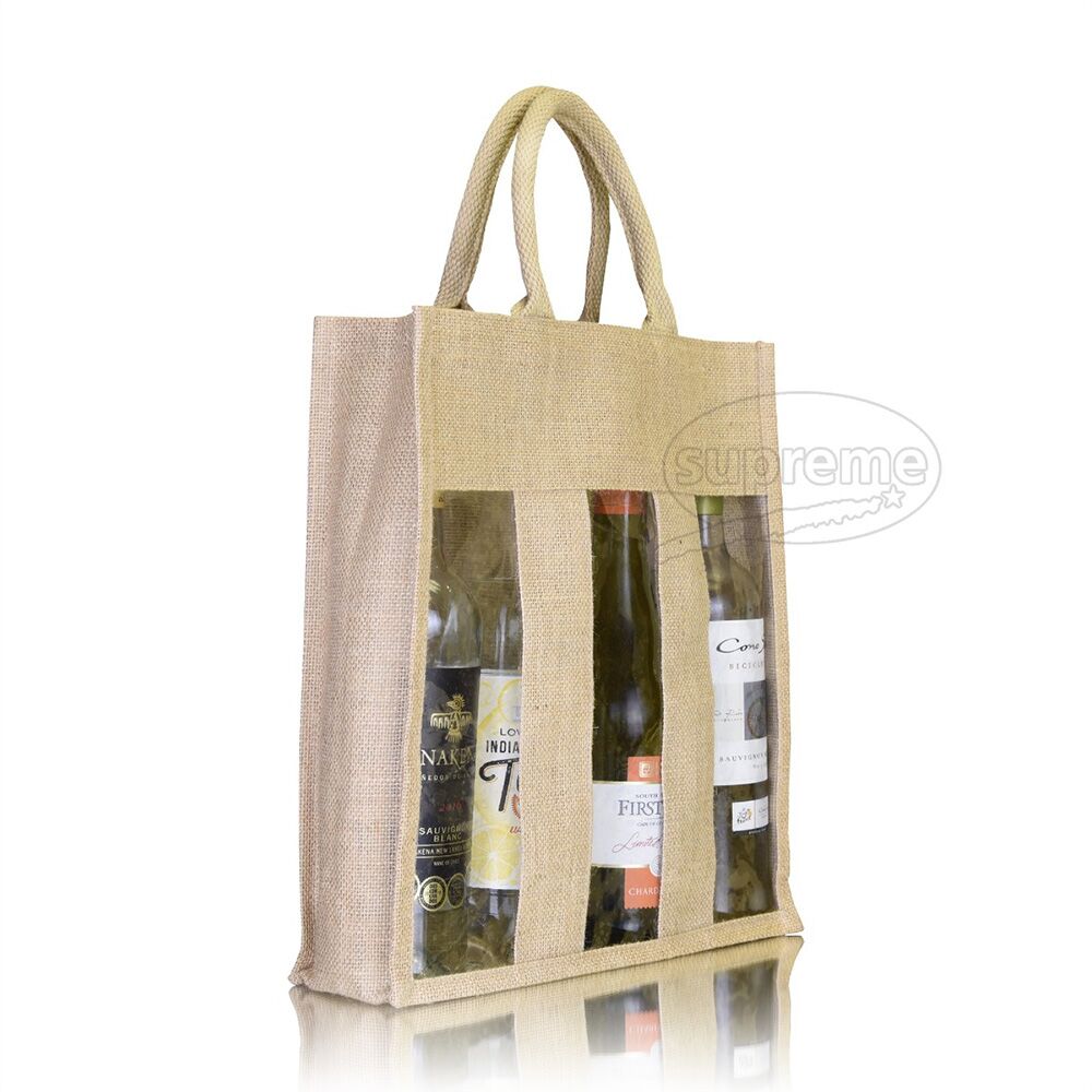 three-bottle-jutehessian-window-bag-webbed-rope-handles three bottle jute hessian bags